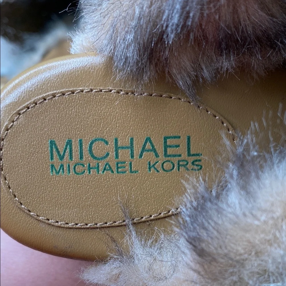 Clearance! Michael Kors‎ Tan Fur-Lined Studded Platform High Heel Mules Sz 9.5